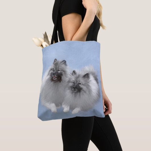 Keeshond Paar van Kees Schilderen Originele Dieren Tote Bag (Dichtbij)