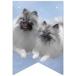 Keeshond Paar van Kees Schilderen Originele Dieren Vlaggetjes