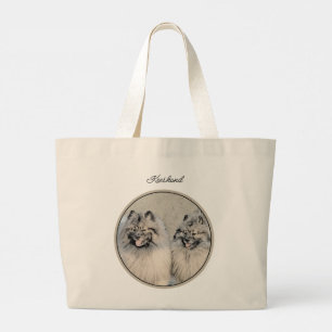 Keeshond Painting 2 Keeshonden Originele hondenkun Grote Tote Bag