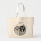 Keeshond Painting 2 Keeshonden Originele hondenkun Grote Tote Bag (Voorkant)