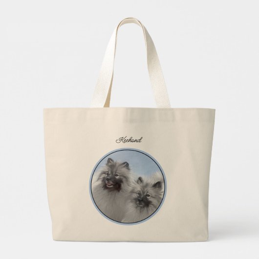Keeshond Painting 2 Keeshonden Originele hondenkun Grote Tote Bag (Achterkant)