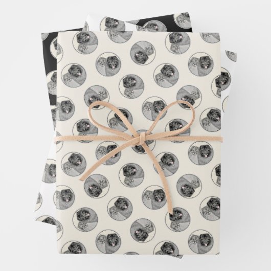 Keeshond Painting 2 Keeshonden Originele hondenkun Inpakpapier Vel (In situ)