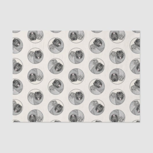 Keeshond Painting 2 Keeshonden Originele hondenkun Tissuepapier (Voorkant)