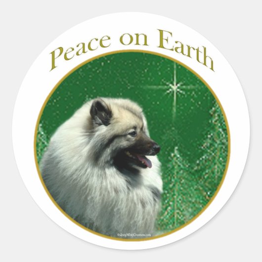 Keeshond Peace Ronde Sticker (Voorkant)