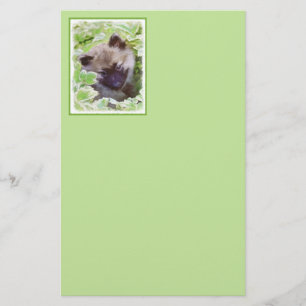 Keeshond Pup in de Tuin Schilderij Originele Kunst Briefpapier