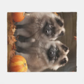 Keeshond Puppy Autumn Delight Pompoen Fleece Deken (Voorkant (Horizontaal))