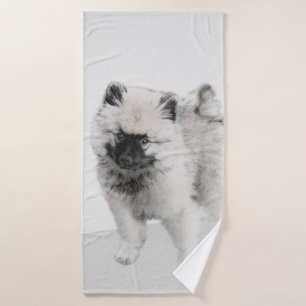 Keeshond Puppy Drawing - Cute Original Art Bad Handdoek