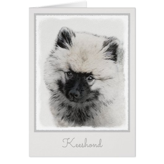 Keeshond Puppy Drawing - Cute Original Dog Art (Voorkant)