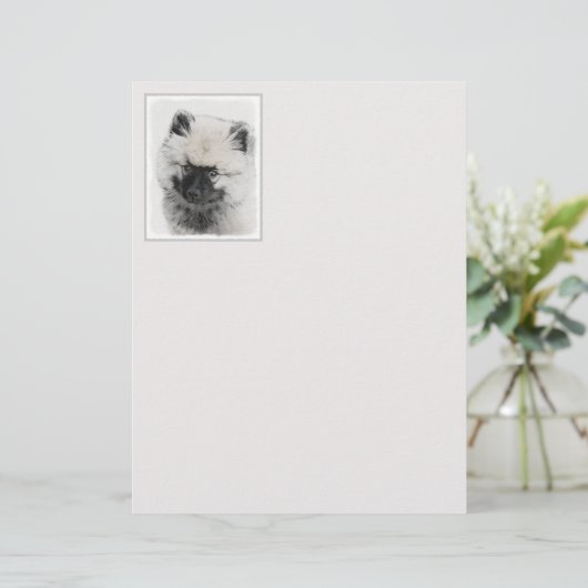 Keeshond Puppy Drawing - Cute Original Dog Art (Staand voorkant)
