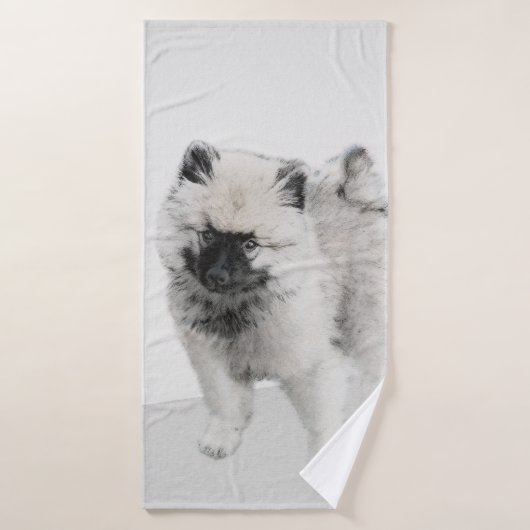 Keeshond Puppy Drawing - Cute Original Dog Art Bad Handdoek (Badhanddoek)