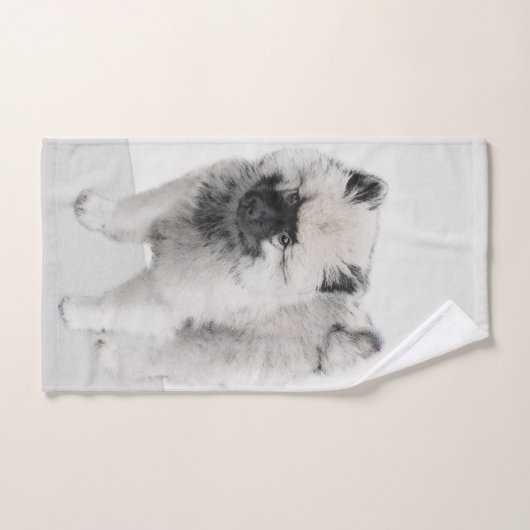 Keeshond Puppy Drawing - Cute Original Dog Art Bad Handdoek (Handdoek)