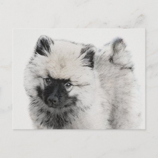 Keeshond Puppy Drawing - Cute Original Dog Art Briefkaart (Voorkant)