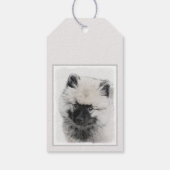 Keeshond Puppy Drawing - Cute Original Dog Art Cadeaulabel (Achterkant)