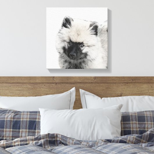 Keeshond Puppy Drawing - Cute Original Dog Art Canvas Afdruk (Insitu (Slaapkamer))