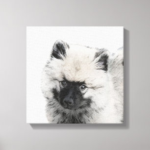 Keeshond Puppy Drawing - Cute Original Dog Art Canvas Afdruk