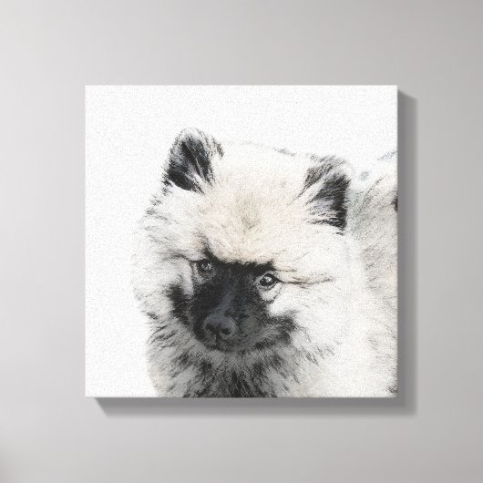 Keeshond Puppy Drawing - Cute Original Dog Art Canvas Afdruk (Voorkant)