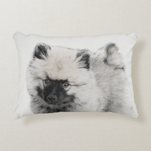 Keeshond Puppy Drawing - Cute Original Dog Art Decoratief Kussen