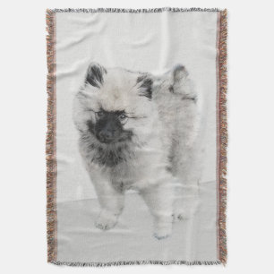 Keeshond Puppy Drawing - Cute Original Dog Art Deken