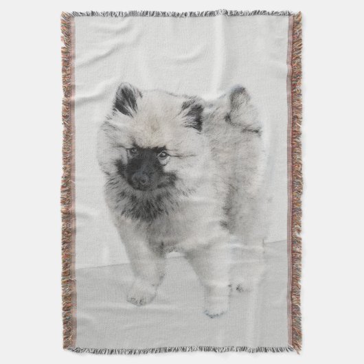 Keeshond Puppy Drawing - Cute Original Dog Art Deken (Voorkant Verticaal)