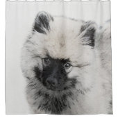 Keeshond Puppy Drawing - Cute Original Dog Art Douchegordijn (Voorkant)