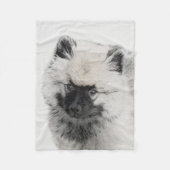 Keeshond Puppy Drawing - Cute Original Dog Art Fleece Deken (Voorkant)