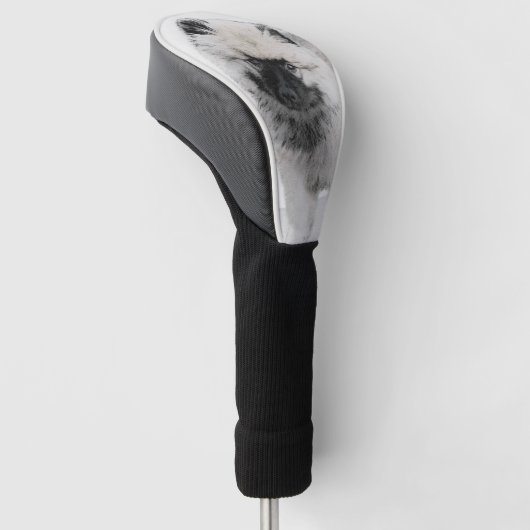 Keeshond Puppy Drawing - Cute Original Dog Art Golfheadcover (Schuin)