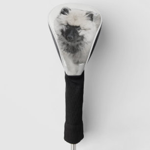 Keeshond Puppy Drawing - Cute Original Dog Art Golfheadcover