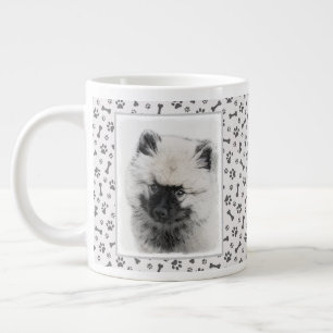 Keeshond Puppy Drawing - Cute Original Dog Art Grote Koffiekop