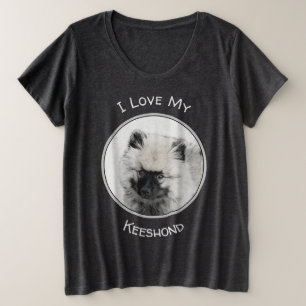 Keeshond Puppy Drawing - Cute Original Dog Art Grote Maat T-shirt