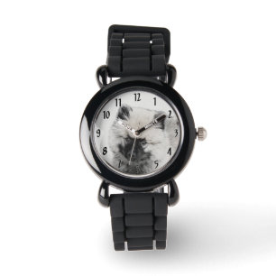 Keeshond Puppy Drawing - Cute Original Dog Art Horloge