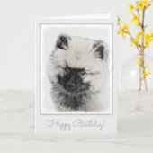Keeshond Puppy Drawing - Cute Original Dog Art Kaart (Gele Bloem)