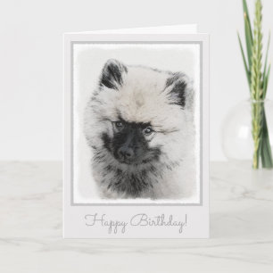 Keeshond Puppy Drawing - Cute Original Dog Art Kaart