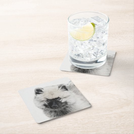 Keeshond Puppy Drawing - Cute Original Dog Art Kartonnen Onderzetters (Insitu)