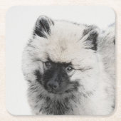 Keeshond Puppy Drawing - Cute Original Dog Art Kartonnen Onderzetters (Voorkant)