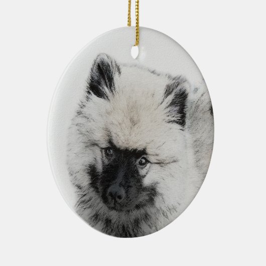 Keeshond Puppy Drawing - Cute Original Dog Art Keramisch Ornament (Rechts)