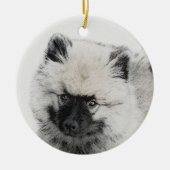 Keeshond Puppy Drawing - Cute Original Dog Art Keramisch Ornament (Voorkant)