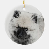 Keeshond Puppy Drawing - Cute Original Dog Art Keramisch Ornament (Achterkant)
