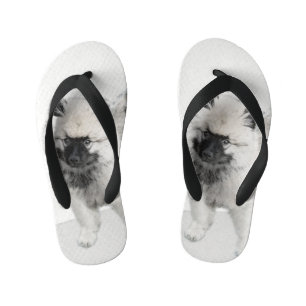 Keeshond Puppy Drawing - Cute Original Dog Art Kinder Teenslippers
