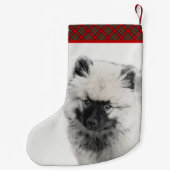 Keeshond Puppy Drawing - Cute Original Dog Art Kleine Kerstsok (Achterkant)