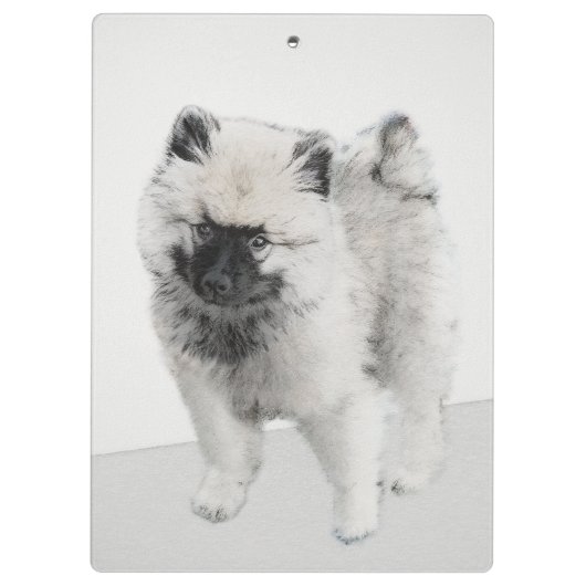 Keeshond Puppy Drawing - Cute Original Dog Art Klembord (Achterkant)