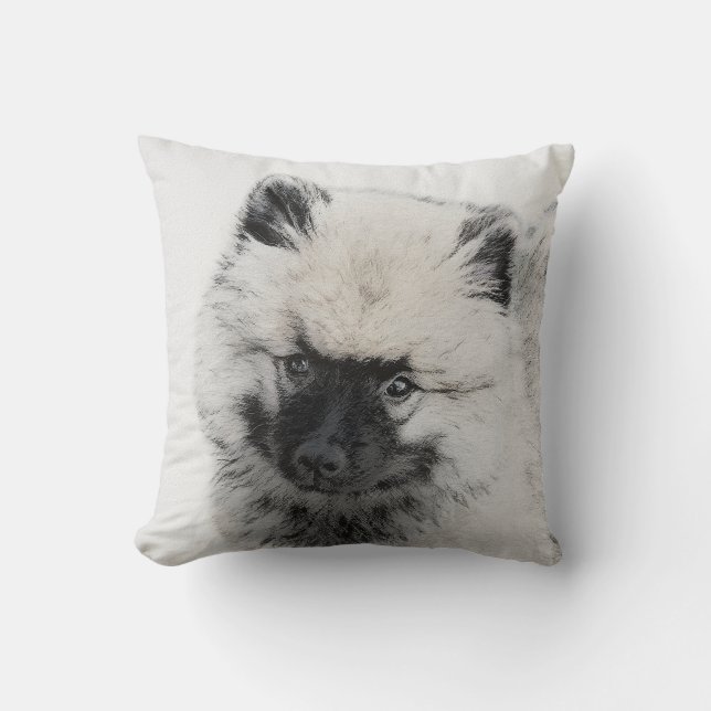 Keeshond Puppy Drawing - Cute Original Dog Art Kussen (Voorkant)