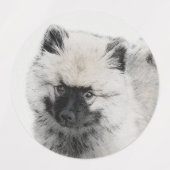 Keeshond Puppy Drawing - Cute Original Dog Art Labels (Design 2)