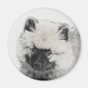 Keeshond Puppy Drawing - Cute Original Dog Art Magneet