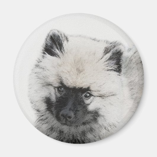 Keeshond Puppy Drawing - Cute Original Dog Art Magneet (Voorkant)