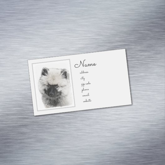 Keeshond Puppy Drawing - Cute Original Dog Art Magnetisch Visitekaartje (Voorbeeld)