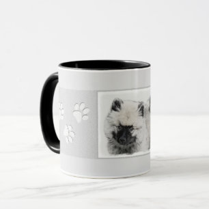 Keeshond Puppy Drawing - Cute Original Dog Art Mok