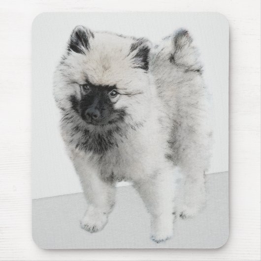 Keeshond Puppy Drawing - Cute Original Dog Art Muismat (Voorkant)