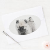 Keeshond Puppy Drawing - Cute Original Dog Art Ovale Sticker (Envelop)