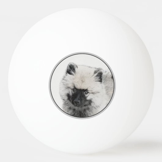 Keeshond Puppy Drawing - Cute Original Dog Art Pingpongbal (Voorkant)