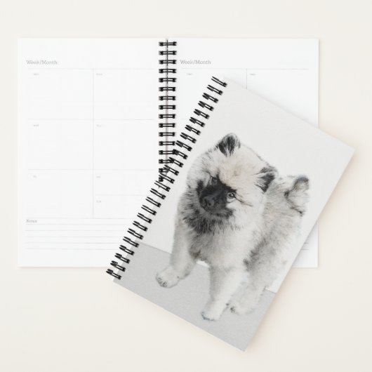 Keeshond Puppy Drawing - Cute Original Dog Art Planner (Display)